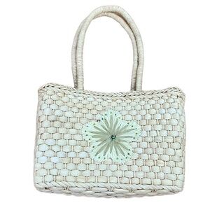 Faded Glory Tan Straw Raffia Handbag Purse Neutral Minimalist Coastal Grandma